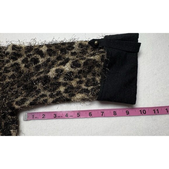 ALBERTO MAKALI Women Mini Dress Fuzzy Long Sleeve Animal Cowl Sz L Brown 46-27 - Picture 14 of 15